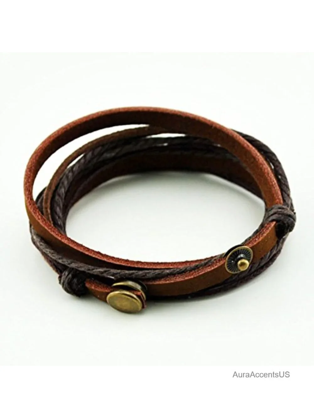 Genuine Leather Multilayer Adjustable Bracelet Cuff Wrap